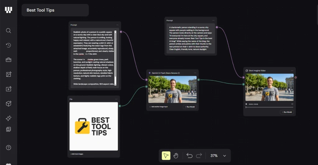 Screenshot of the creation process on the Weavy AI platform.